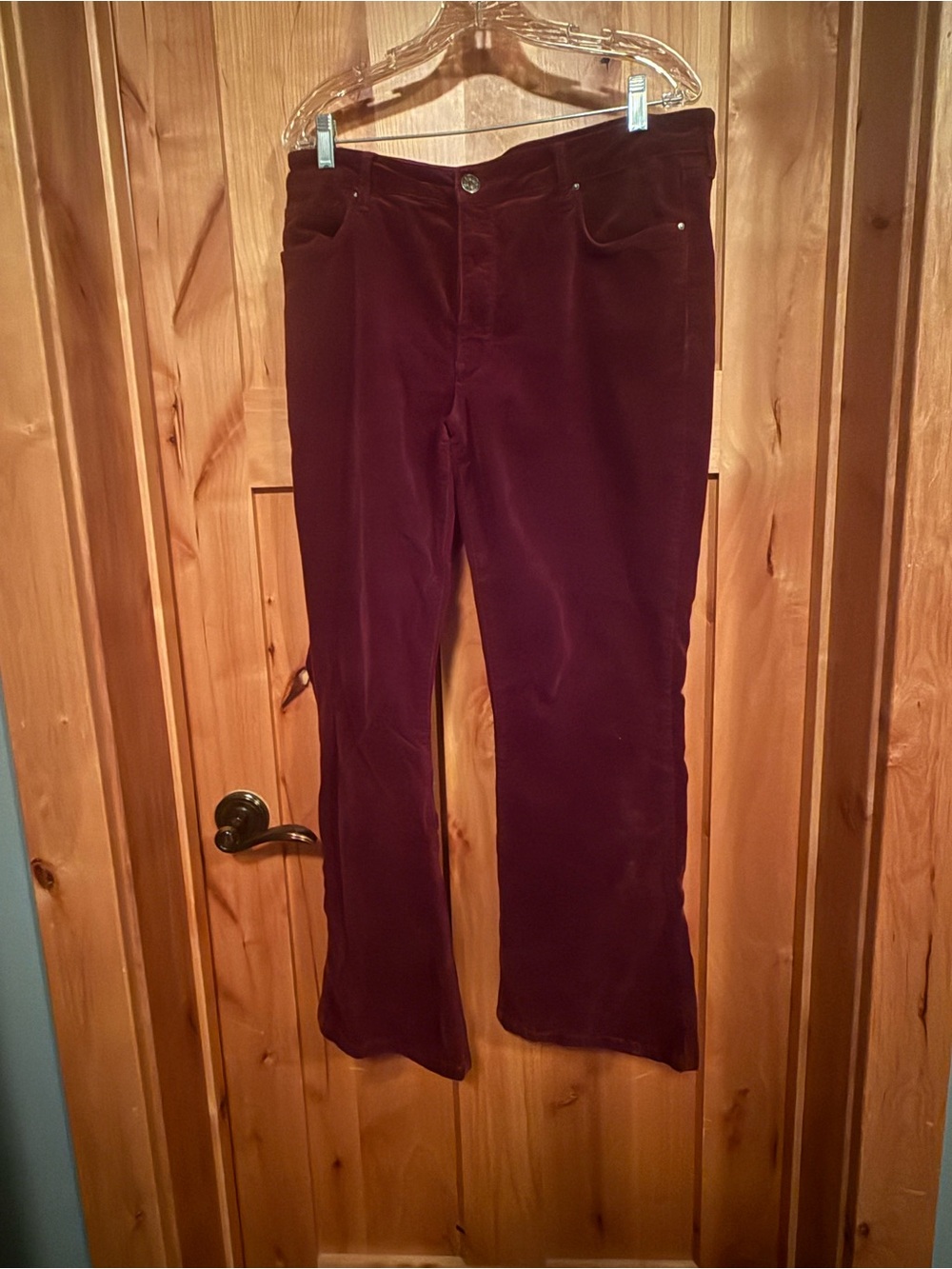 Kut from the Kloth Women's Corduroy Boot Cut Pants in Deep Burgundy